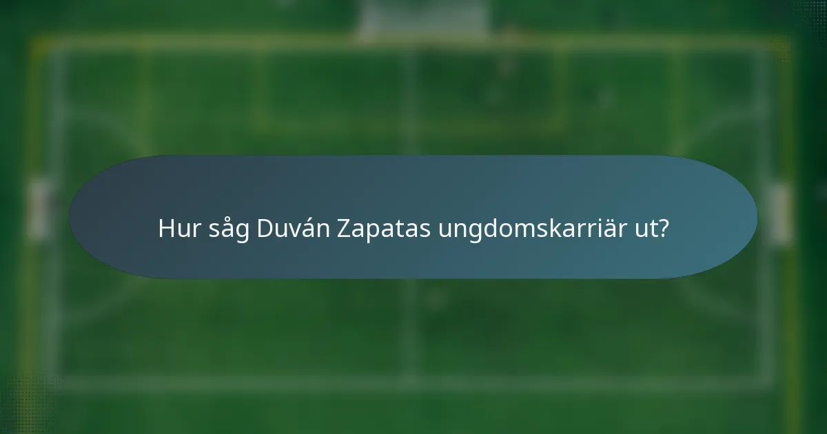 Hur såg Duván Zapatas ungdomskarriär ut?