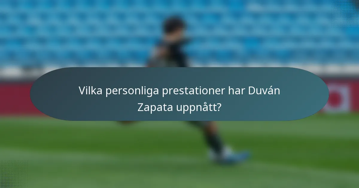 Vilka personliga prestationer har Duván Zapata uppnått?